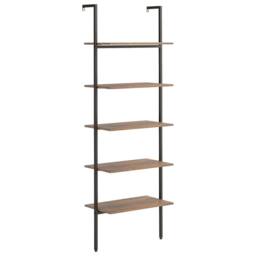 Berkfield Home 5-Tier Leaning Shelf Dark Brown & Black 64x35x185 cm - Size: 64 x 35 x 185 cm
