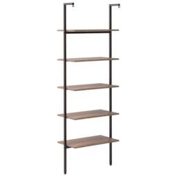 Berkfield Home 5-Tier Leaning Shelf Dark Brown & Black 64x35x185 cm - Size: 64 x 35 x 185 cm - thumbnail 5