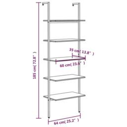 Berkfield Home 5-Tier Leaning Shelf Dark Brown & Black 64x35x185 cm - Size: 64 x 35 x 185 cm - thumbnail 8