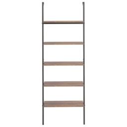 Berkfield Home 5-Tier Leaning Shelf Dark Brown & Black 64x35x185 cm - Size: 64 x 35 x 185 cm - thumbnail 3