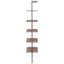 Berkfield Home 5-Tier Leaning Shelf Dark Brown & Black 64x35x185 cm - Size: 64 x 35 x 185 cm - thumbnail 4