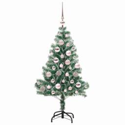 Berkfield Home Artificial Christmas Tree Snow Flocked with LED Light 120 cm in Green - thumbnail 4