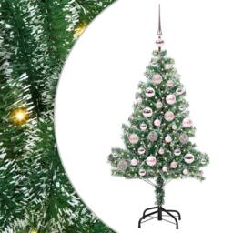 Berkfield Home Artificial Christmas Tree Snow Flocked with LED Light 120 cm in Green - thumbnail 2