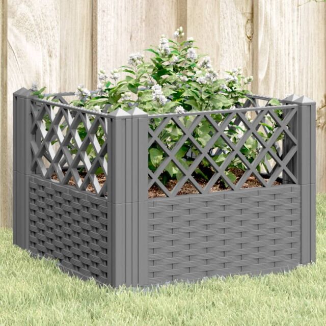 Berkfield Home Garden Planter with Pegs Light Grey 43.5x43.5x43.5 cm PP - image 1