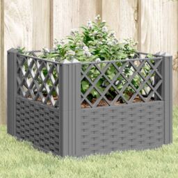 Berkfield Home Garden Planter with Pegs Light Grey 43.5x43.5x43.5 cm PP - thumbnail 1
