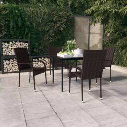 Berkfield Home Decorative 5 Piece Garden Dining Set Brown & Black - thumbnail 2