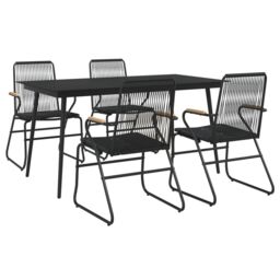 Berkfield Home 5 Piece Garden Dining Set Black PVC Rattan - thumbnail 3