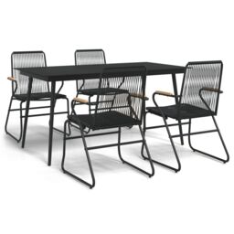 Berkfield Home 5 Piece Garden Dining Set Black PVC Rattan - thumbnail 2