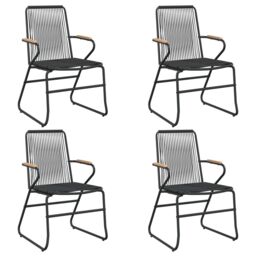 Berkfield Home 5 Piece Garden Dining Set Black PVC Rattan - thumbnail 4