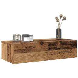 Berkfield Home Wall Shelf with Drawers Old Wood 60x26.5x15 cm Engineered Wood in Brown