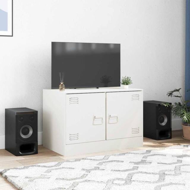 Berkfield Home TV Cabinet White 67x39x44 cm Steel - Size: 67 x 39 x 44 cm - image 1
