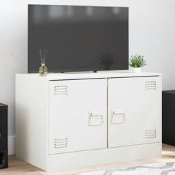 Berkfield Home TV Cabinet White 67x39x44 cm Steel - Size: 67 x 39 x 44 cm - thumbnail 2