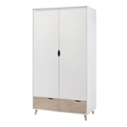 Wyld Haus Skerries 2 Door Wardrobe Matt White with Natural Oak Drawer Fronts - thumbnail 2