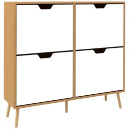 HOMCOM Shoe Storage Cabinet with 4 Flip Drawers for 16 Pairs of Shoes in Natural - thumbnail 2