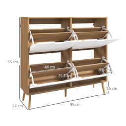 HOMCOM Shoe Storage Cabinet with 4 Flip Drawers for 16 Pairs of Shoes in Natural - thumbnail 3