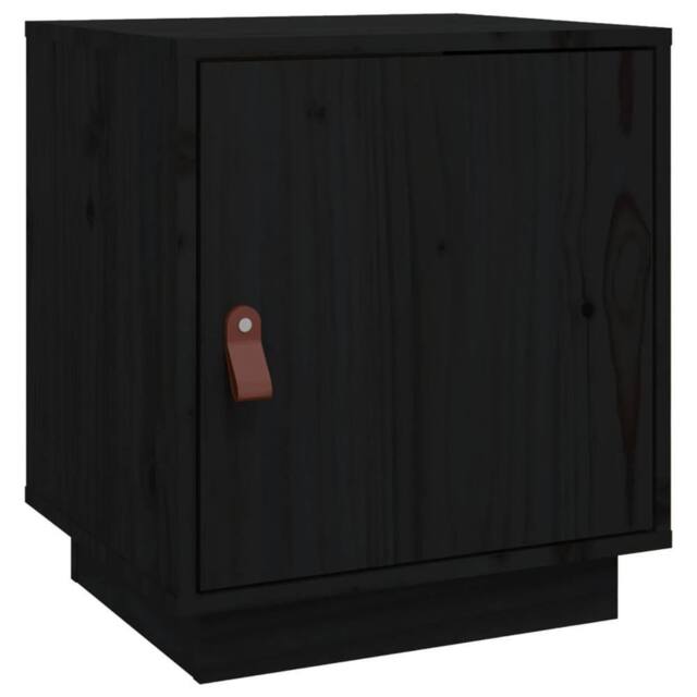 Berkfield Home Bedside Cabinet Black 40x34x45 cm Solid Wood Pine - Size: 40 x 34 x 45 cm - image 1