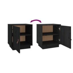 Berkfield Home Bedside Cabinet Black 40x34x45 cm Solid Wood Pine - Size: 40 x 34 x 45 cm - thumbnail 9