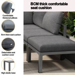 HomeTouch Outdoor 5 Seater Terrace Lounge Sofa Set with Coffee Table in Grey - Size: 5 Pack - thumbnail 5