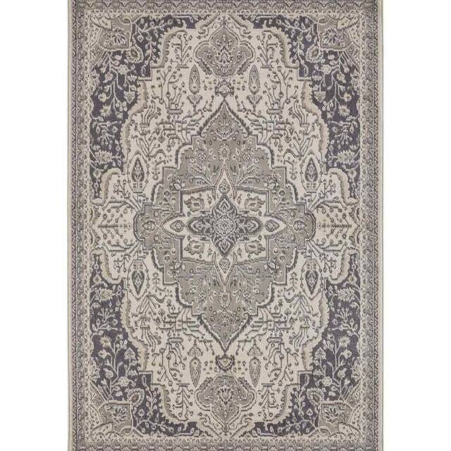 THE RUGS Terrain Designer Shortpile Rug Durable Medallion Polypropylene Rug in Grey - Size: 240 cm x 340 cm - image 1