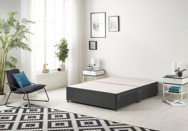 Somnior Ziggy Platform Divan Bed Base With 2 Drawers Tweed in Charcoal - Size: Double - image 1