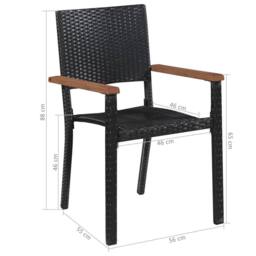 Berkfield Home 5 Piece Outdoor Dining Set Poly Rattan & Acacia Wood Black - thumbnail 6