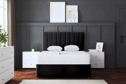 DS Living Amelia Upholstered Black Panel 4 Draw Divan Bed with Headboard - Size: King - thumbnail 2