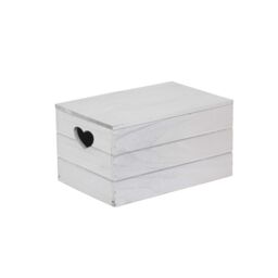 Red Hamper Vintage Effect Heart Cut Handle Wooden Lidded Storage Box in Grey - Size: Small - thumbnail 2