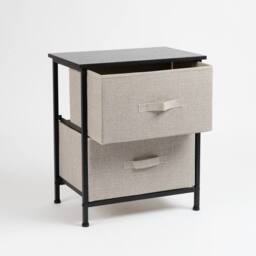 Scottish Everlastings Ltd 2 Drawer Black Cabinet with Beige Fabric Drawers - thumbnail 4