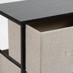 Scottish Everlastings Ltd 2 Drawer Black Cabinet with Beige Fabric Drawers - thumbnail 2