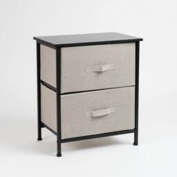 Scottish Everlastings Ltd 2 Drawer Black Cabinet with Beige Fabric Drawers - thumbnail 3