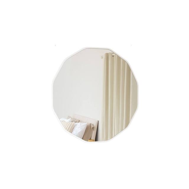 Melody Maison Large Round White Scalloped Wall Mirror - 90cm X 90cm - Size: 90 cm X 90 cm - image 1