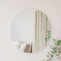 Melody Maison Large Round White Scalloped Wall Mirror - 90cm X 90cm - Size: 90 cm X 90 cm - thumbnail 5