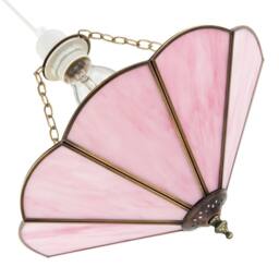 Happy Homewares Classic Coloured Tiffany Glass Easy Fit Pendant Shade with Brass Trims in Pink - Size: 14 inches - thumbnail 4