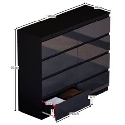 Home Discount Vida Designs Glinton Gloss 8 Drawer Chest of Drawers Storage Bedroom Furniture in Black - thumbnail 3