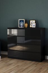 Home Discount Vida Designs Glinton Gloss 8 Drawer Chest of Drawers Storage Bedroom Furniture in Black