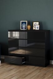 Home Discount Vida Designs Glinton Gloss 8 Drawer Chest of Drawers Storage Bedroom Furniture in Black - thumbnail 2