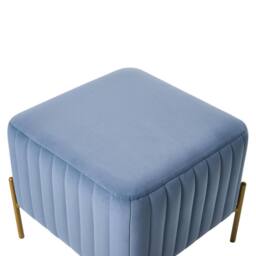Wyld and Coco Blue Velvet Footstool 47cm - Gold Metal Legs - thumbnail 5