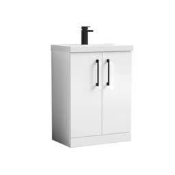 Balterley Bathroom Floor 2 Soft Close Door Vanity Unit Basin, White, 610mm in White - thumbnail 1