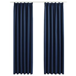 Berkfield Home Blackout Curtains with Hooks 2 pcs Blue 140x175 cm - thumbnail 2