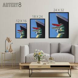 "Artery8 Gatorland Zoo Alligator With Cigar Margolies Framed Canvas Wall Art in Blue - Size: W24"" x H32""" - thumbnail 4