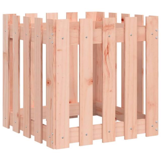Berkfield Home Garden Planter with Fence Design 50x50x50 cm Solid Wood Douglas in Brown - Size: 50 x 50 x 50 cm - image 1