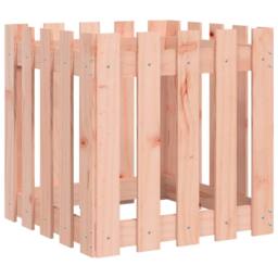 Berkfield Home Garden Planter with Fence Design 50x50x50 cm Solid Wood Douglas in Brown - Size: 50 x 50 x 50 cm - thumbnail 1