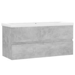 Berkfield Home Sink Cabinet with Built-in Basin Concrete Grey Engineered Wood - thumbnail 3