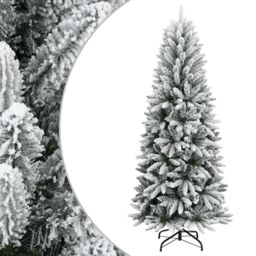 Berkfield Home Artificial Christmas Tree with Flocked Snow 120 cm PVC&PE in White - thumbnail 1