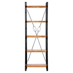 Berkfield Home 5-Tier Bookcase 60x30x180 cm Solid Acacia Wood in Brown - Size: 60 x 30 x 180 cm - thumbnail 2