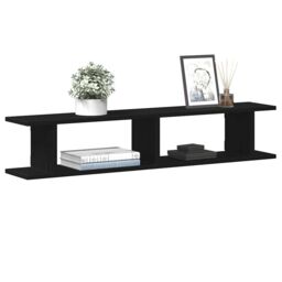 Berkfield Home Wall Shelves 2 pcs Black Oak 105x18x20 cm Engineered Wood - Size: 105 x 18 x 20 cm - thumbnail 4