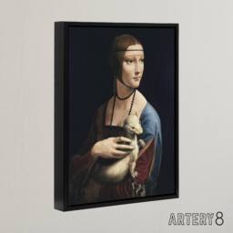 "Artery8 Lady with an Ermine La Belle Ferronniere Da Vinci Framed Canvas Art in Black - Size: W12"" x H16""" - thumbnail 2