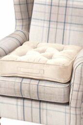 Homescapes Faux Suede Armchair Booster Cushion in Cream - Size: 50 cm x 50 cm