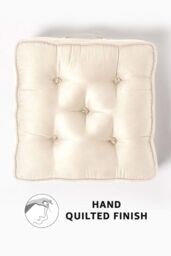 Homescapes Faux Suede Armchair Booster Cushion in Cream - Size: 50 cm x 50 cm - thumbnail 4