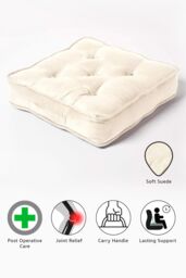 Homescapes Faux Suede Armchair Booster Cushion in Cream - Size: 50 cm x 50 cm - thumbnail 5